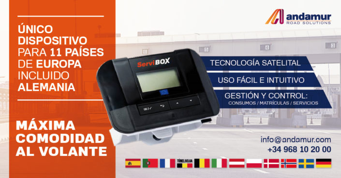 Andamur lanza ServiBOX, un único dispositivo de peajes apto 11 países de Europa