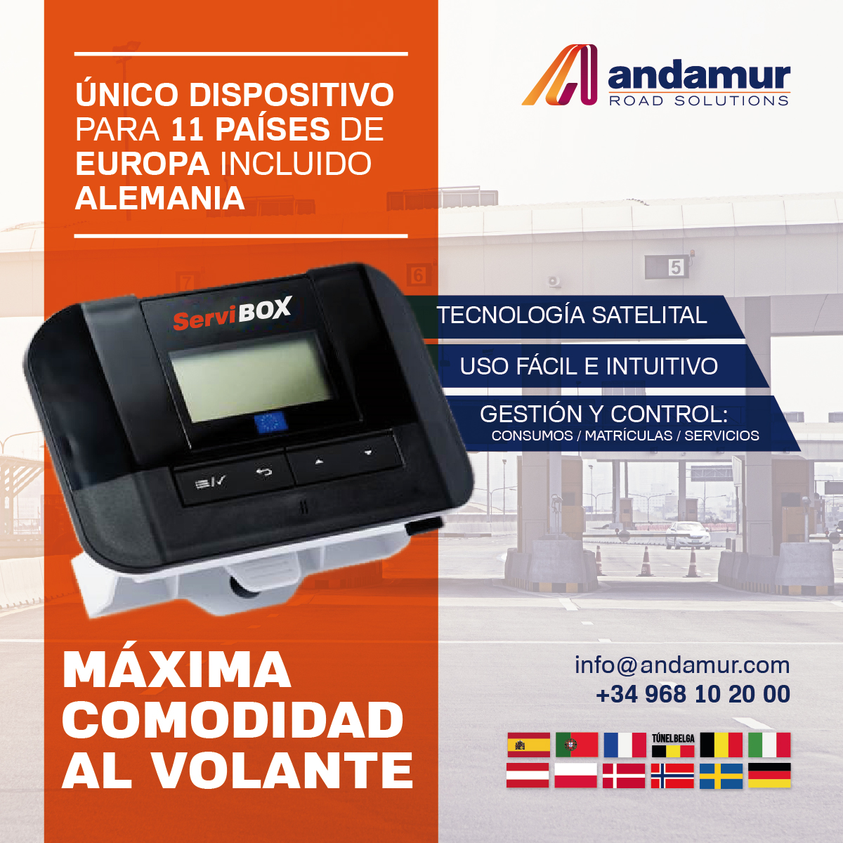 Andamur lanza ServiBOX, un único dispositivo de peajes apto 11 países de Europa