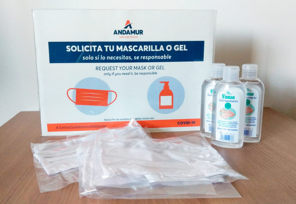 Andamur offers masks and hydroalcoholic gel to the professionals of the sector