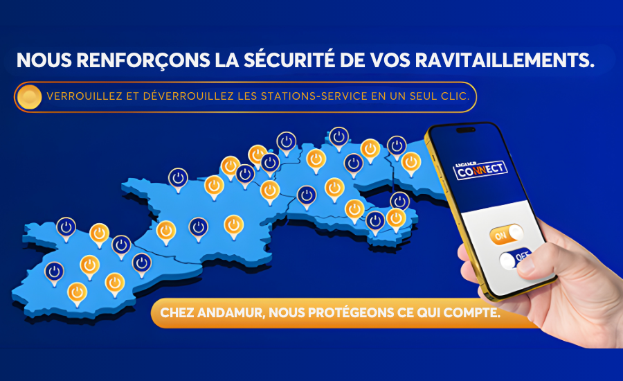 Andamur renforce la sécurité lors des ravitaillements grâce à une nouvelle fonctionnalité de contrôle des stations-service par carte et par pays