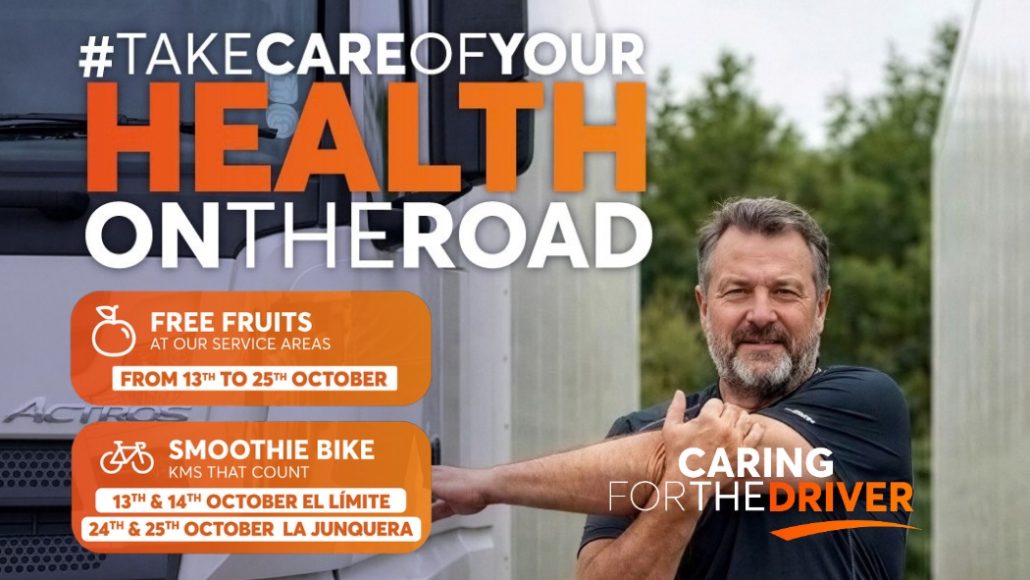 Andamur Take Care of Your Health on the Road campaign: free fruit and smoothie bikes at the service areas