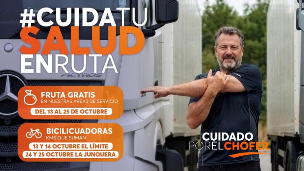 Campaña Cuida Tu Salud en Ruta de Andamur: fruta gratis y bicilicuadoras en las áreas de servicio