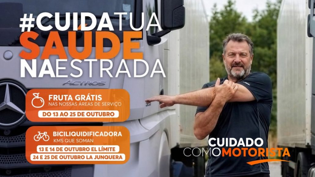 Campanha Cuida da Tua Saúde na Estrada da Andamur: fruta grátis e biciliquidificadoras nas áreas de serviço